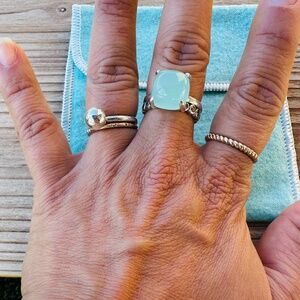 RARE LARGE Tiffany & Co Chrysoprase Sugar Stacks Ring in Silver, sz 10